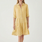 Verastripe - Relaxed Tiered Striped Shirt Dress