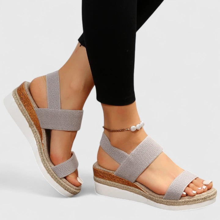 Violaine | Silver Flat Low Mid Heel Bridal Sandals