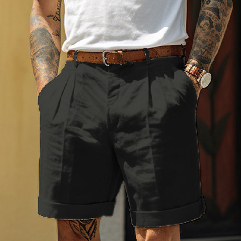 Viggo | White Linen Blend Chinos Pants Men Smart Casual Summer — Black