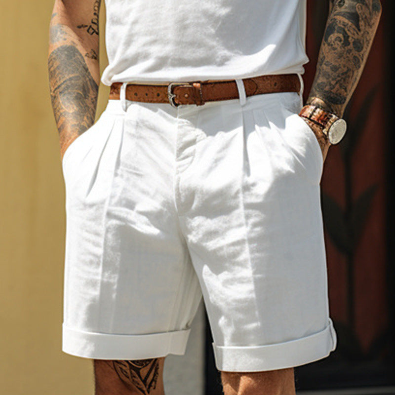 Viggo | White Linen Blend Chinos Pants Men Smart Casual Summer — White