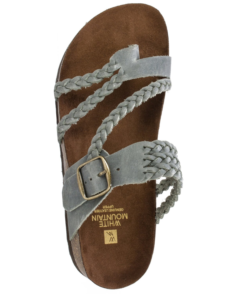 Floriane | Chunky Leather Flat Sandals Thick Sole Bridal Heel Box — Gray