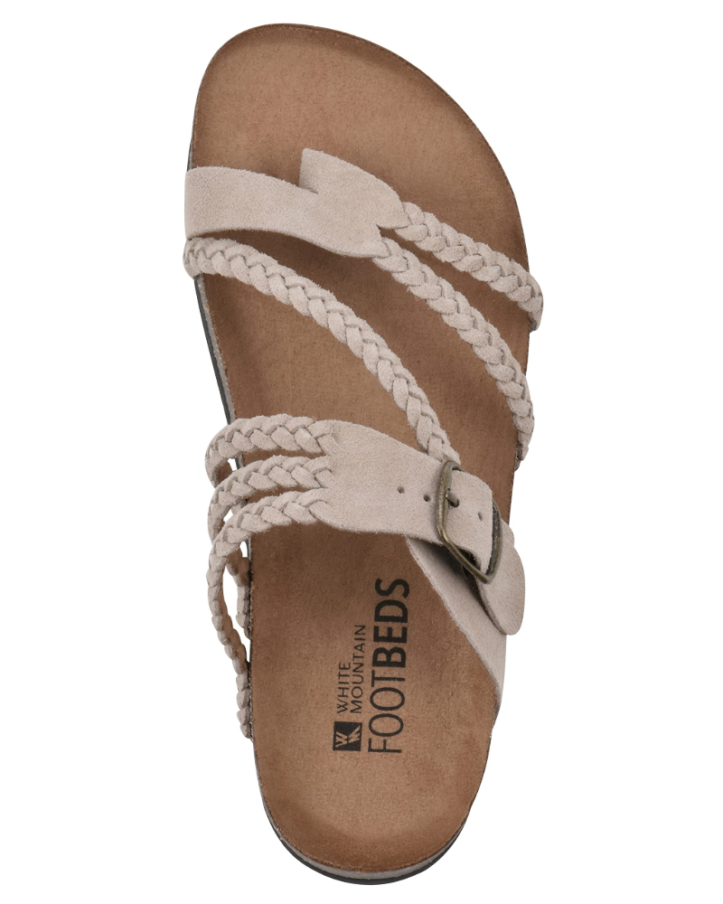 Floriane | Chunky Leather Flat Sandals Thick Sole Bridal Heel Box — Beige