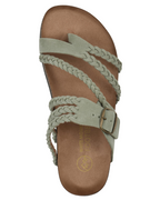 Floriane | Chunky Leather Flat Sandals Thick Sole Bridal Heel Box — Green