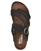 Floriane | Chunky Leather Flat Sandals Thick Sole Bridal Heel Box — Black