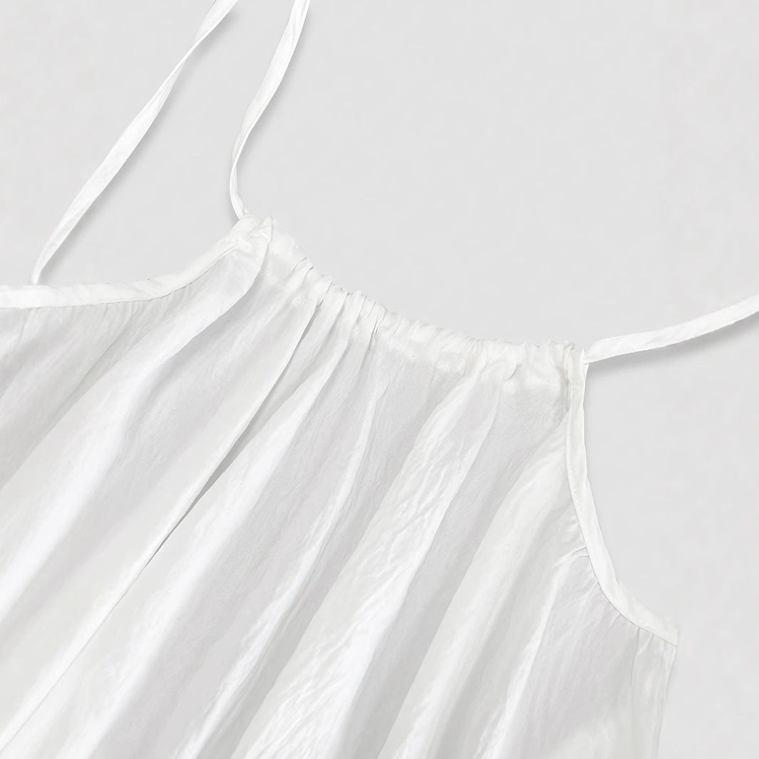 Adeline | Low Back Linen Blend Open Backless Shirt Dress