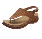 Ingrid | Women Two-Tone Leather Low Heel Roman Sandals