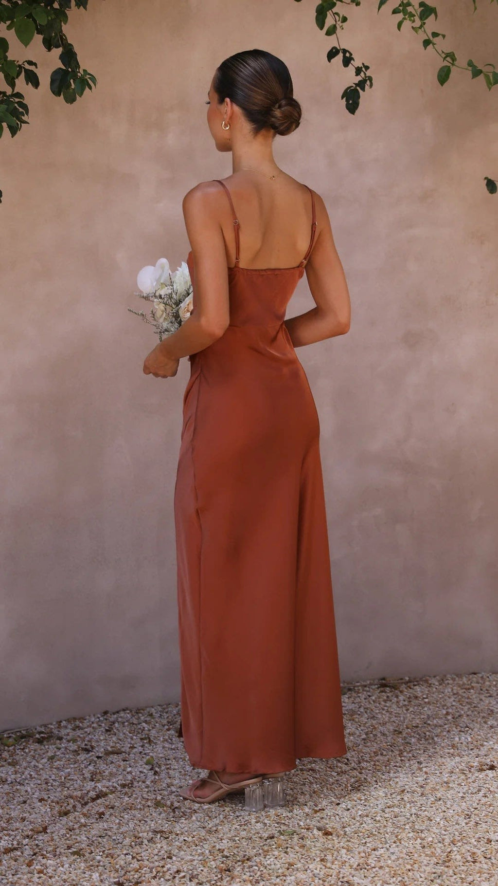 Juliette | Purple Silk Satin Maxi Dress Mini Ruched Slip