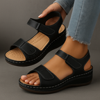 Rosanna | Silver Wedge Low Heel Sandals For Summer Days — Black