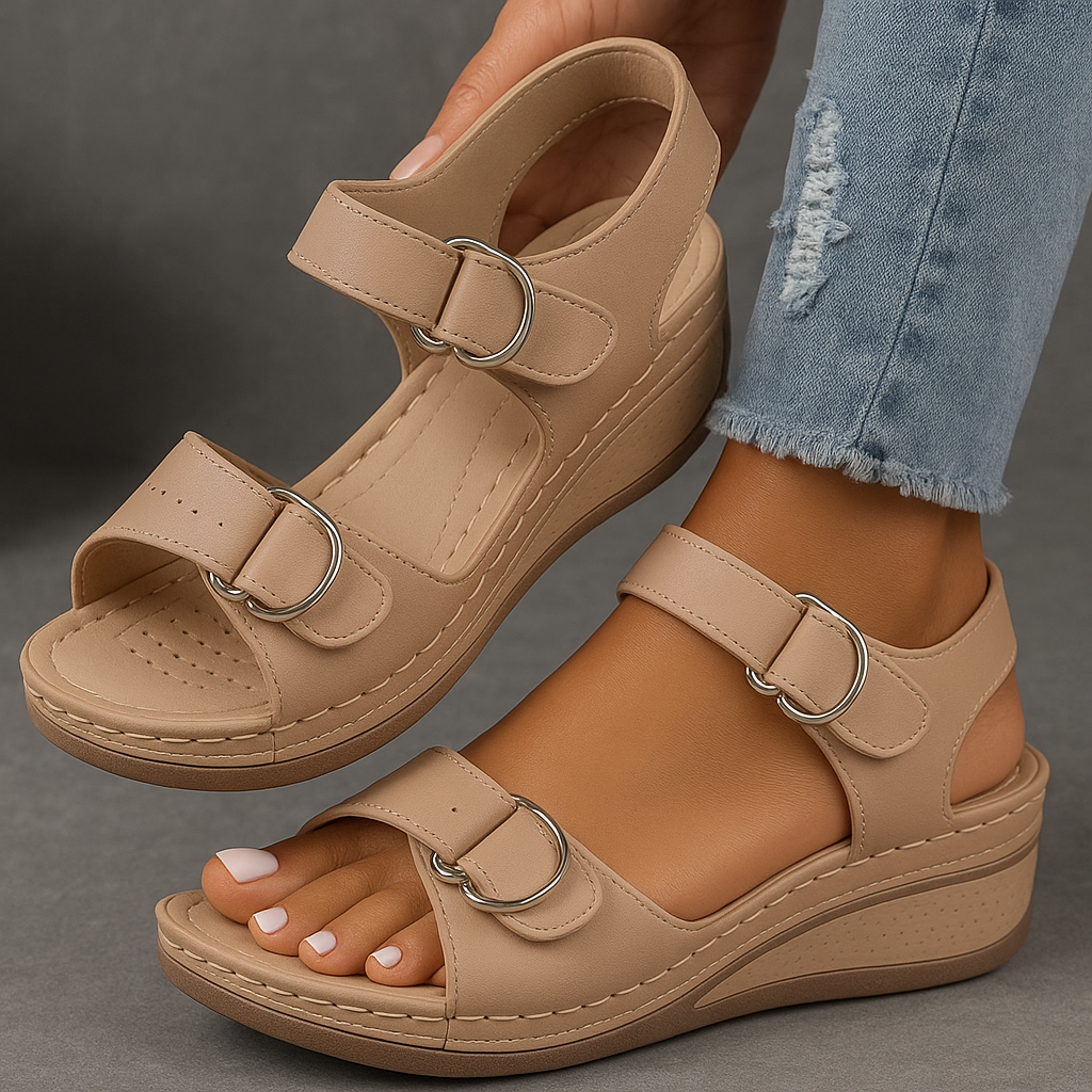 Rosanna | Silver Wedge Low Heel Sandals For Summer Days