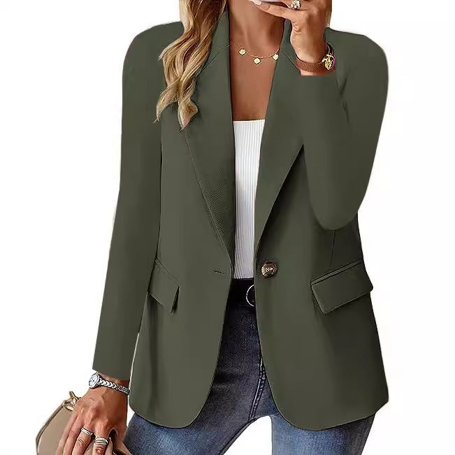 Georgiana | Summer Tailored Black Leather Blazer Fashion Jacket