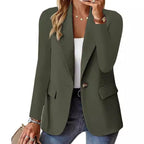 Georgiana | Summer Tailored Black Leather Blazer Fashion Jacket