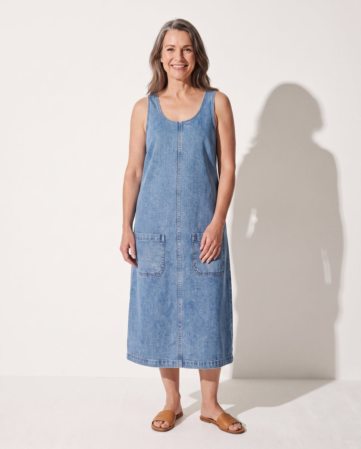 Berenice | Petite Denim Shirt Dress Short Maxi Summer Dresses — voorkant