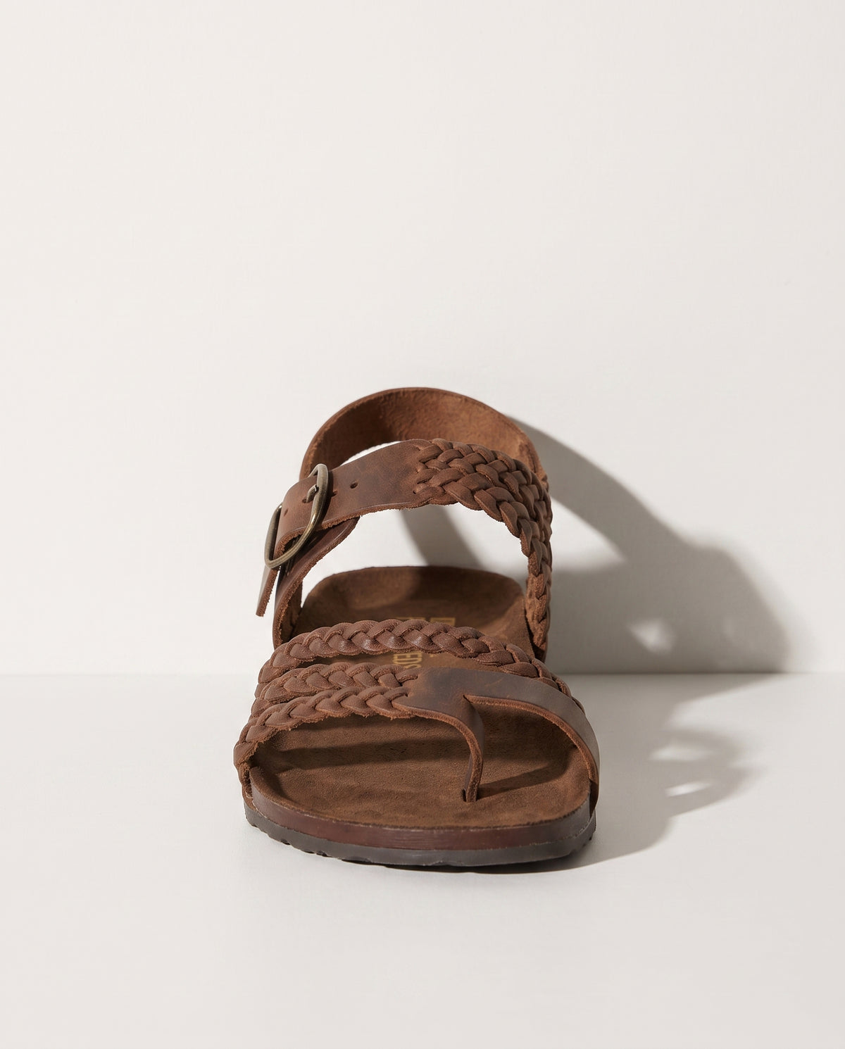 Floriane | Chunky Leather Flat Sandals Thick Sole Bridal Heel Box — voorkant