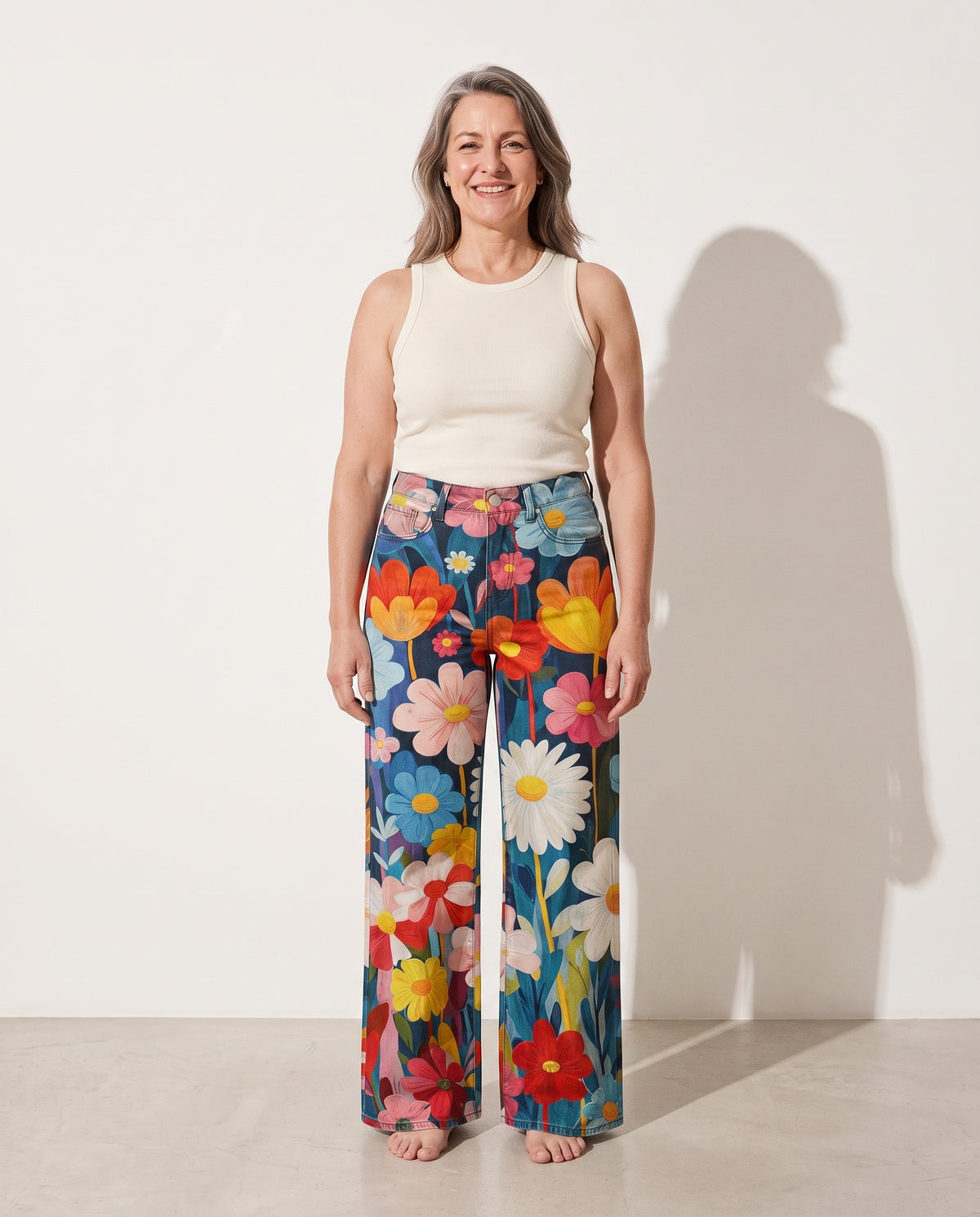 Celestine | Wide Leg Flowy Pink Linen Summer Pants — voorkant