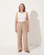 Eloise | Red Printed Wide Leg Linen Trousers — voorkant