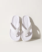 Oceane | Low Heel White Silver Sandals — voorkant