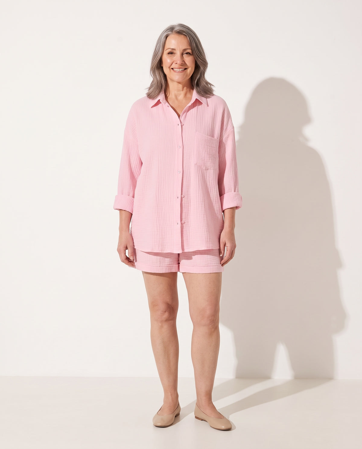 Arabella | Oversized Summer Jumpsuits Shirt & Shorts Set — voorkant