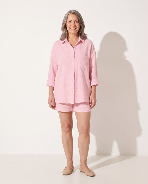 Arabella | Oversized Summer Jumpsuits Shirt & Shorts Set — voorkant