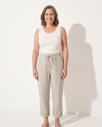 Yolanda | White Wide Leg Linen Pants Summer Relaxed Trousers — voorkant