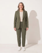 Georgiana | Summer Tailored Black Leather Blazer Fashion Jacket — voorkant
