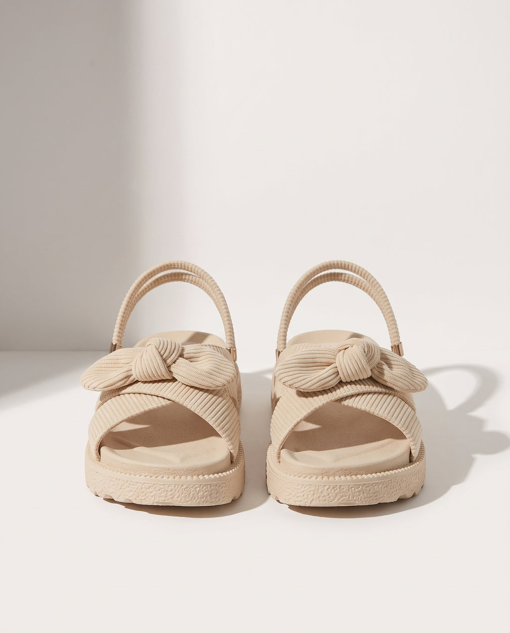 Beatrix | Pink Beige Brown Low Platform Heeled Sandals — voorkant