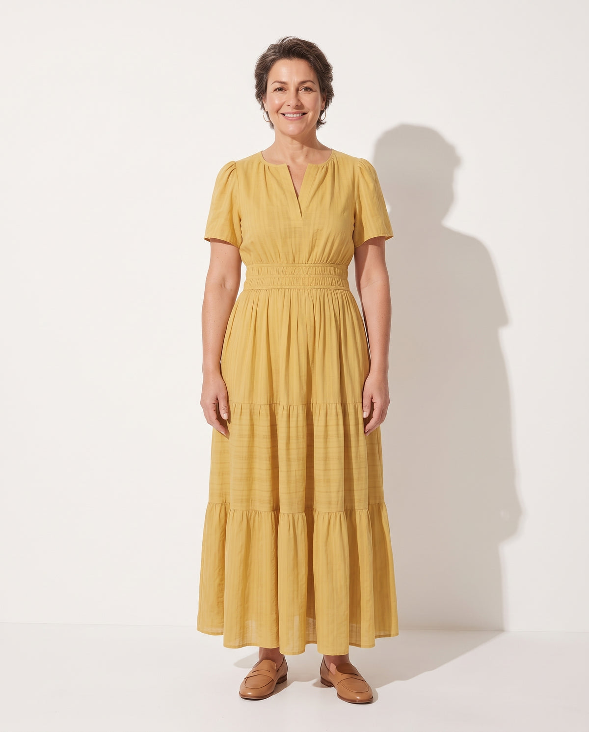 Lavinia | Flowy Chiffon Tiered Maxi Midi Party Dresses — voorkant