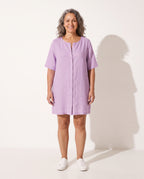 Lucienne | Women Casual Summer Pink Midi Cotton Dress — voorkant