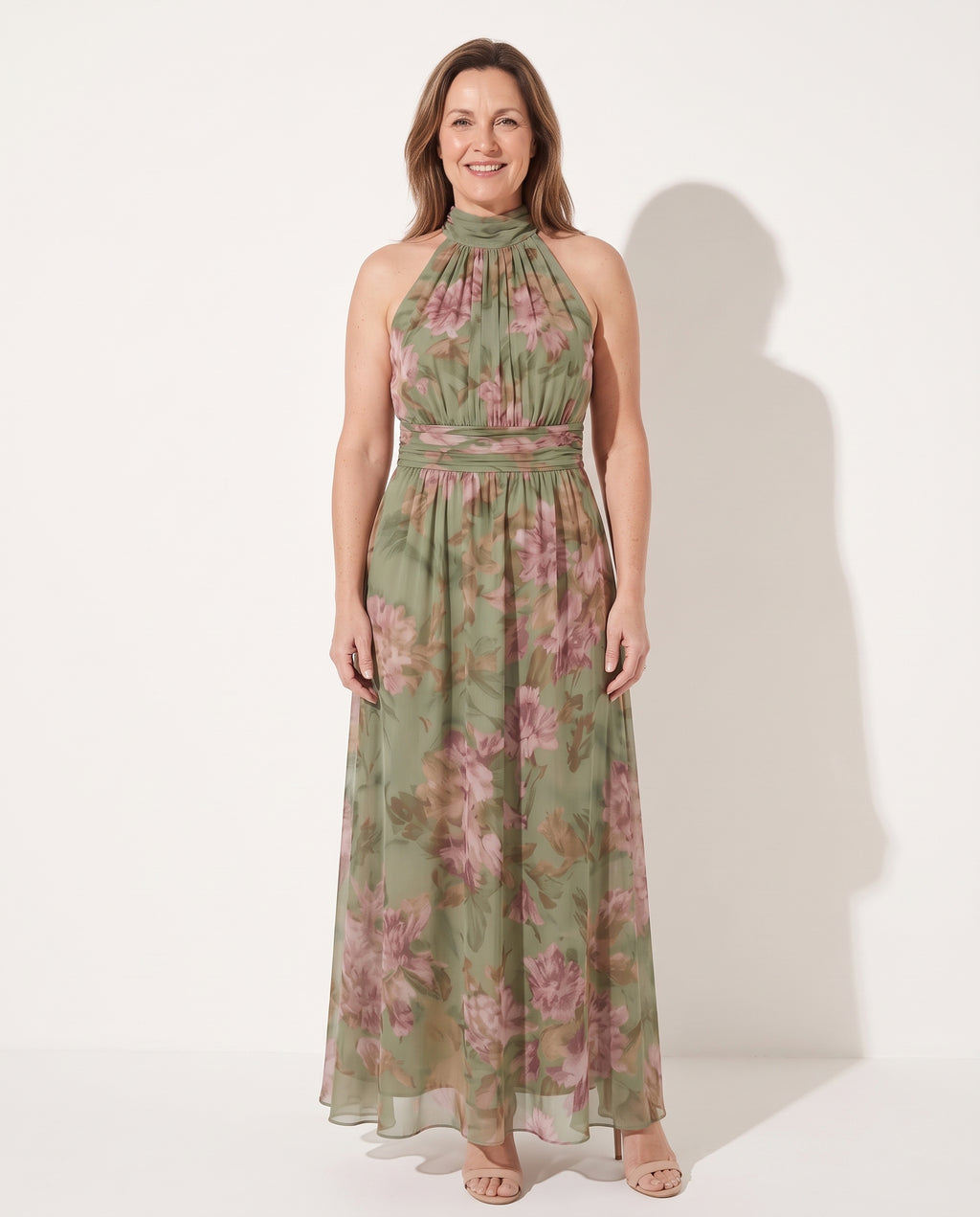 Maelys | Purple Satin Short Sleeve Midi Maxi Denim Dress — voorkant