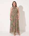 Maelys | Purple Satin Short Sleeve Midi Maxi Denim Dress — voorkant
