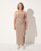 Henriette | Flowy Red Silk Satin Maxi Dress Cocktail Party — voorkant