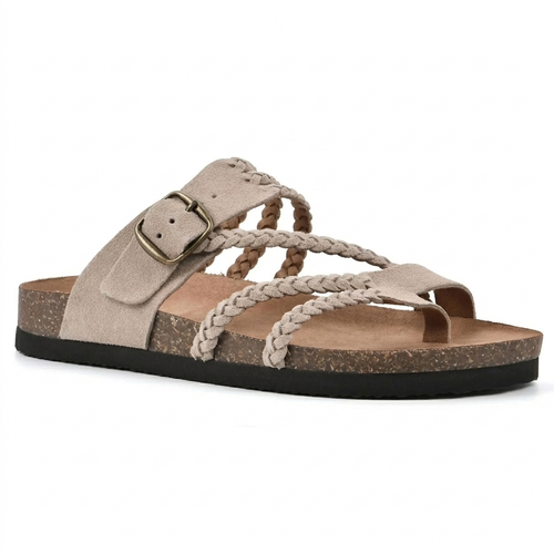 Coralie | Strappy Low Heel White Flat Sandals Summer Heels — Apricot