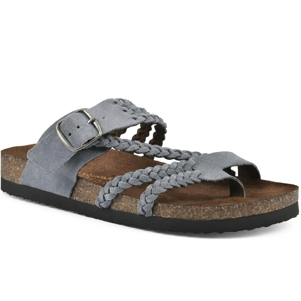 Coralie | Strappy Low Heel White Flat Sandals Summer Heels — Gray