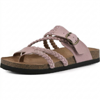 Coralie | Strappy Low Heel White Flat Sandals Summer Heels — Pink