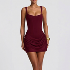 Evangeline | Pink Summer Mini Dress Corset Short Party Dress — Wine Red 1