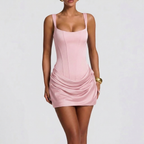 Evangeline | Pink Summer Mini Dress Corset Short Party Dress — Pink