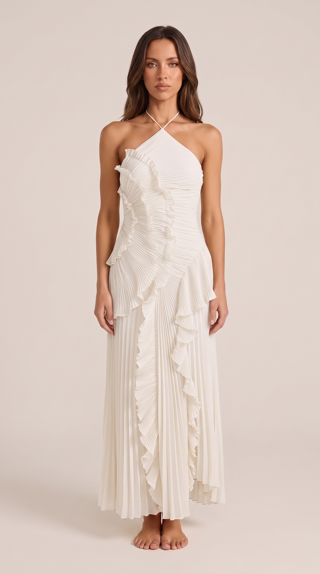 Hermione | Flowy Satin Maxi Dress in Purple Red — White