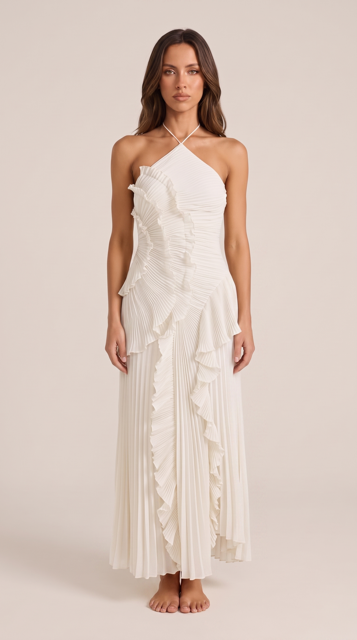 Hermione | Flowy Satin Maxi Dress in Purple Red — White