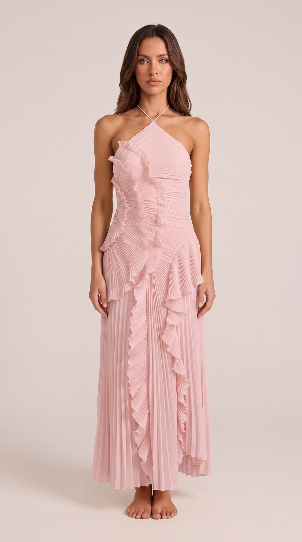 Hermione | Flowy Satin Maxi Dress in Purple Red — Baby Pink