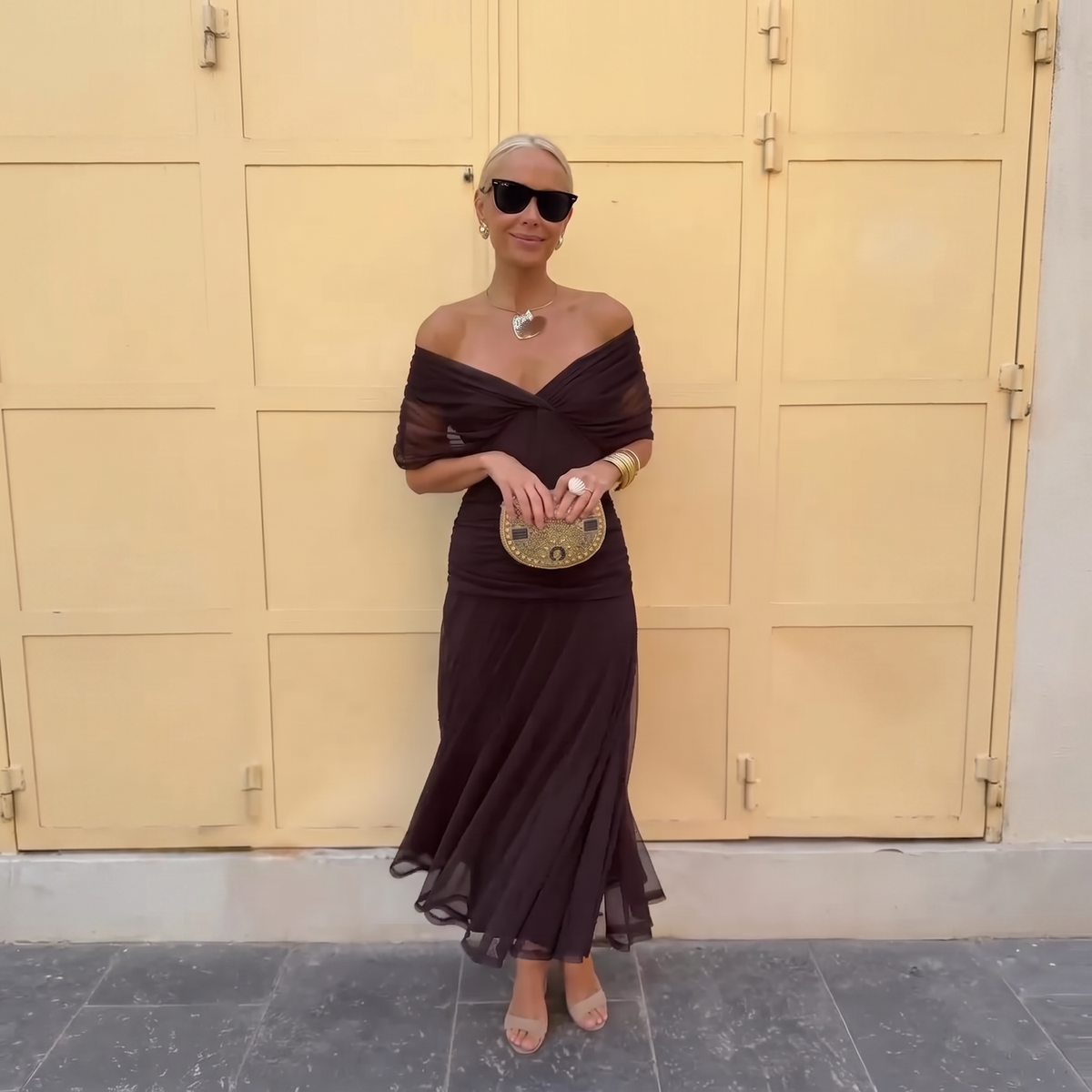 Mirabelle | Chiffon Maxi Wedding Guest Dress Summer Spring Dresses — Brown