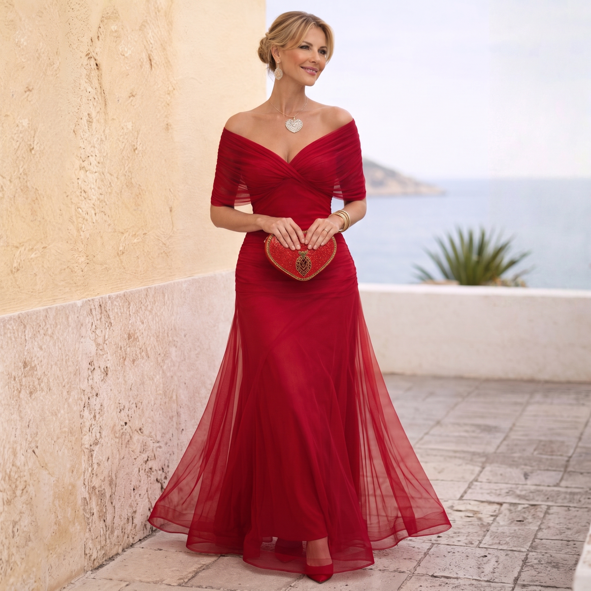 Mirabelle | Chiffon Maxi Wedding Guest Dress Summer Spring Dresses — Red