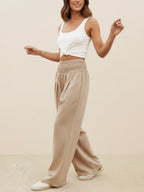 Eloise | Red Printed Wide Leg Linen Trousers