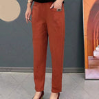 Rosalind | Wide Leg Linen Cotton Casual Formal Pants — Red