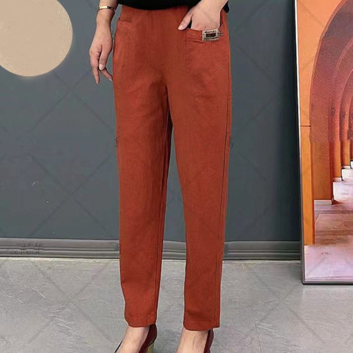 Rosalind | Wide Leg Linen Cotton Casual Formal Pants — Red