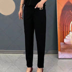 Rosalind | Wide Leg Linen Cotton Casual Formal Pants — Black