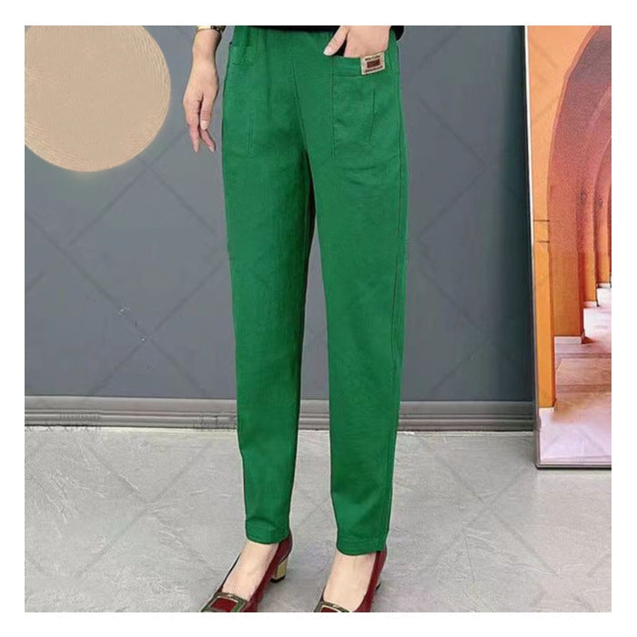 Rosalind | Wide Leg Linen Cotton Casual Formal Pants — Green