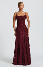 Honorine | Strapless Satin Maxi Evening Dress One Shoulder Midi