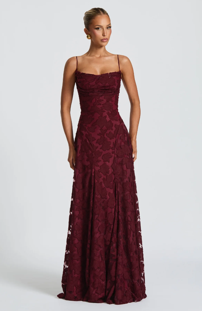 Honorine | Strapless Satin Maxi Evening Dress One Shoulder Midi