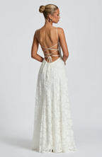 Honorine | Strapless Satin Maxi Evening Dress One Shoulder Midi