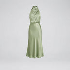 Cordelia | Satin Halter Midi Dress White Summer Maxi Mini