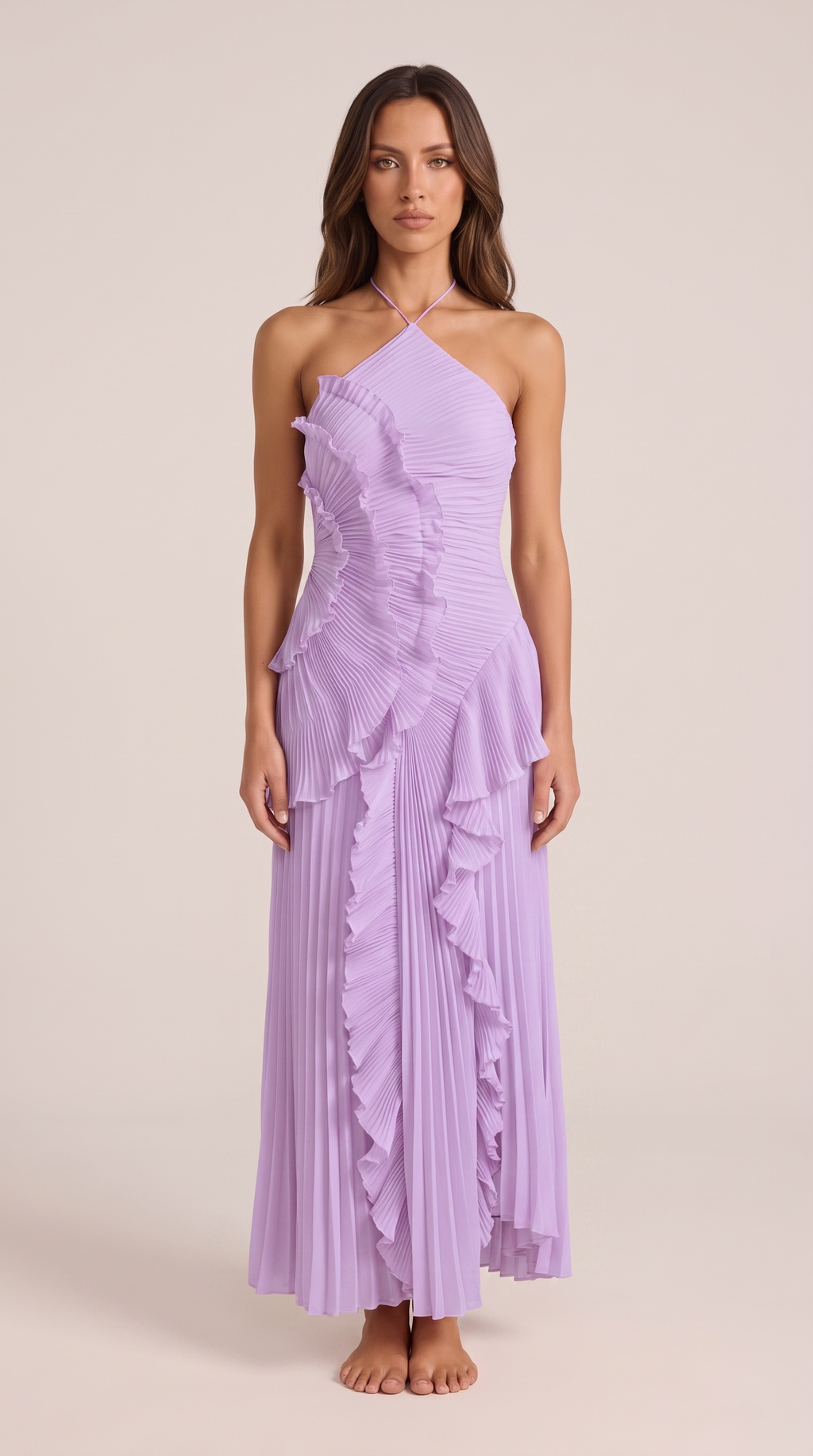 Hermione | Flowy Satin Maxi Dress in Purple Red — Lavender